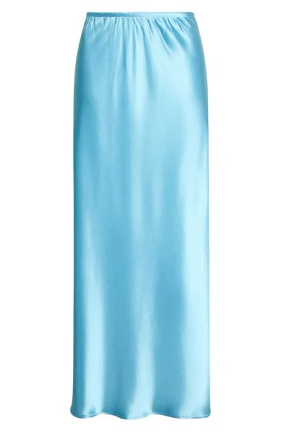 Leset Barb Satin Midi Skirt In Skye