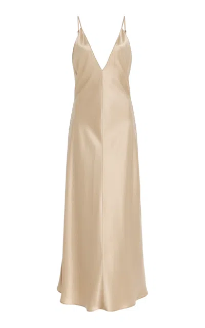Leset Barb Satin Slip Dress In Nude