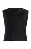Leset Barb Satin Shell Top In Black