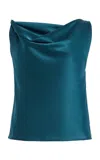 Leset Barb Satin Shell Top In Blue
