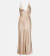 Leset Barb Satin Slip Dress In Nude