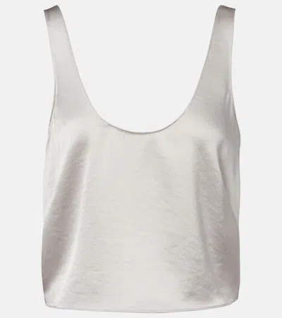 Leset Barb Satin Tank Top In Gray