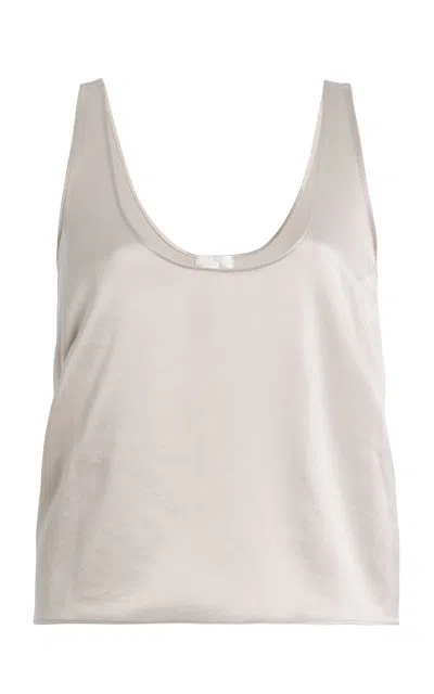 Leset Barb Satin Tank Top In Ivory