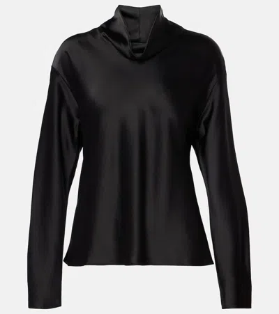 Leset Barb Satin Top In Black