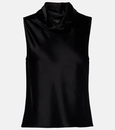 Leset Barb Satin Top In Black