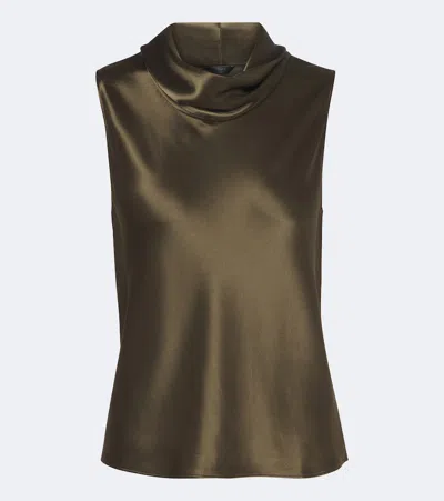 Leset Barb Satin Top In Brown