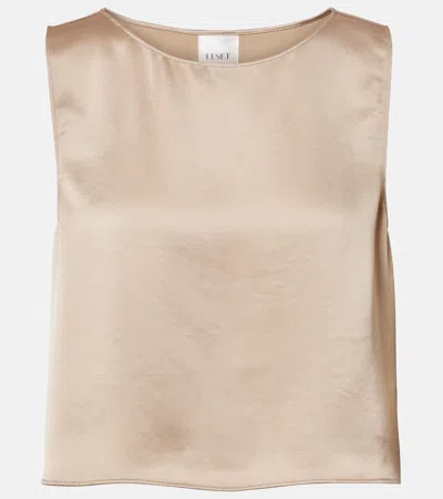 Leset Barb Satin Top In Neutral
