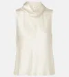 Leset Barb Sleeveless Cowl Neck Top Creme In White