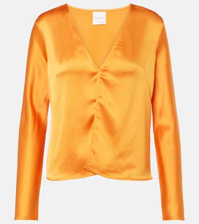 Leset Barb Satin Top In Yellow