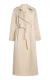 Leset Barb Satin Trench Coat In Ivory