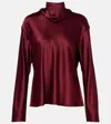 Leset Barb Long Sleeve Cowlneck Top In Burgundy