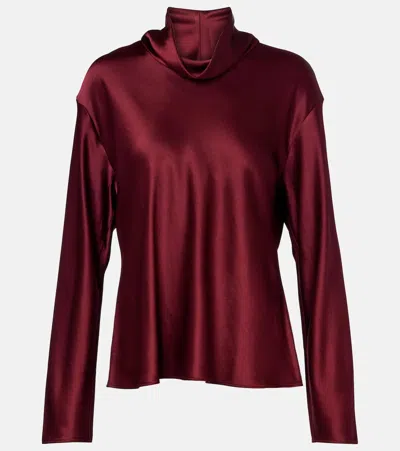 LESET BARB SATIN TURTLENECK TOP