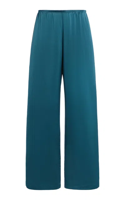 Leset Barb Satin Wide-leg Pants In Brown