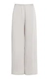 Leset Barb Satin Wide-leg Pants In Silver