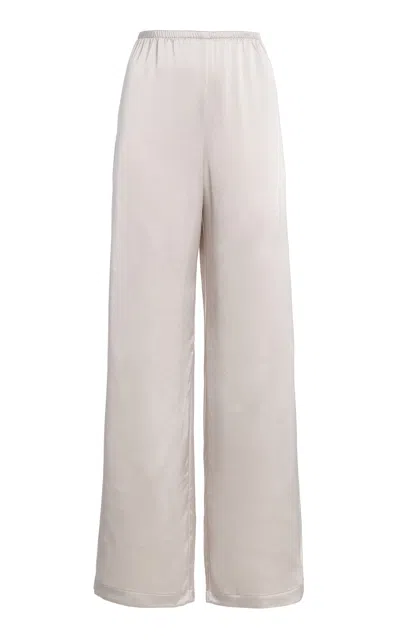 Leset Barb Satin Wide-leg Pants In White
