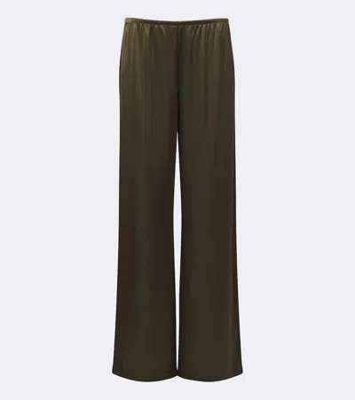 Leset Barb Satin Wide-leg Pants In Green