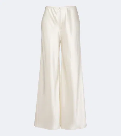 Leset Barb Satin Wide-leg Pants In Neutral
