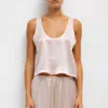 Leset Barb Scoop Tank In Sakura In Pink