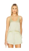 Leset Barb Scoop Tank Top In Citrine
