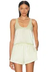 Leset Barb Scoop Tank Top In Citrine