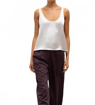 Leset Barb Scoop Tank Top In Cement In White