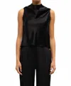 Leset Barb Shell Sleeveless Top In Black In Multi