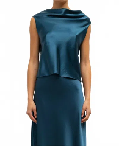 Leset Barb Shell Top In Pacific In Blue
