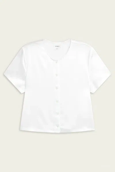 Leset Barb Short Sleeve Cardigan In Optic White