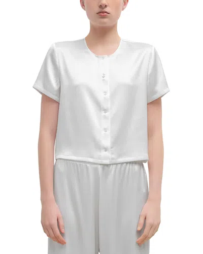 Leset Barb Short Sleeve Cardigan In White