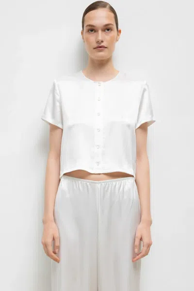 Leset Barb Short Sleeve Cardigan In White