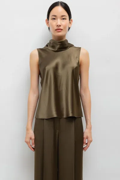 Leset Barb Sleeveless Cowl Neck Top In Green