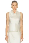 Leset Barb Sleeveless Cowl Neck Top In White