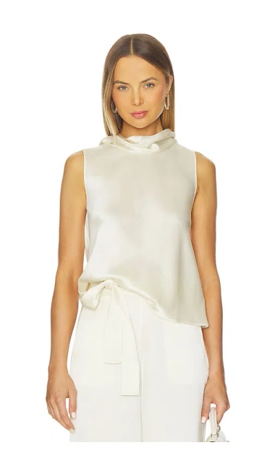 Leset Barb Sleeveless Cowl Neck In White