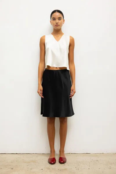Leset Barb Satin Midi Skirt In Black