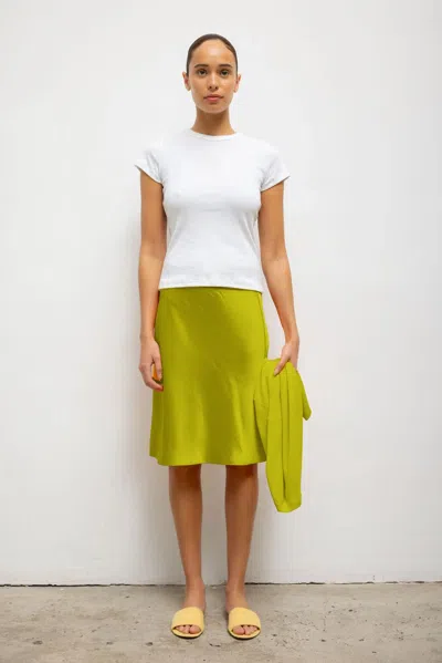 Leset Barb Slip Skirt In Chartreuse