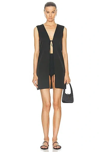 Leset Barb Tie Tunic Top In Black