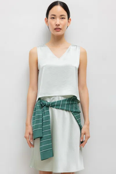 Leset Barb V Neck Shell In Green