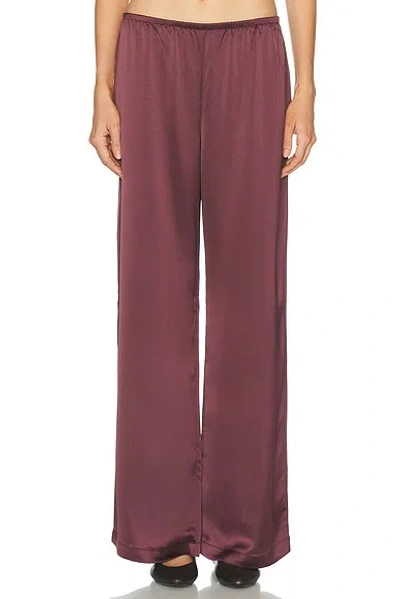 Leset Barb Satin Wide-leg Pants In Burgundy