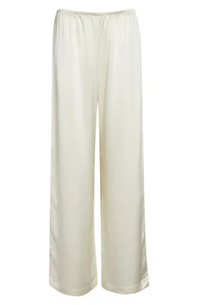 Leset Barb Wide Leg Satin Pants In White