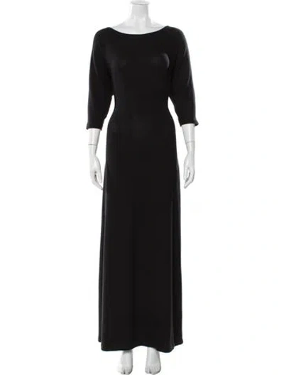 Pre-owned Leset Bateau Neckline Long Dress In Black