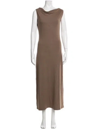 Pre-owned Leset Bateau Neckline Long Dress In Brown