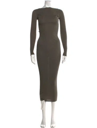 Pre-owned Leset Bateau Neckline Midi Length Dress In Green