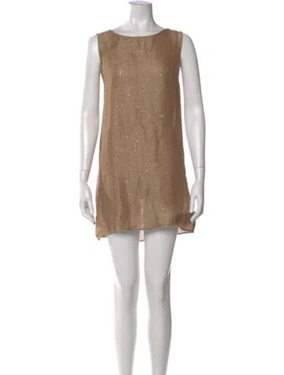 Pre-owned Leset Bateau Neckline Mini Dress In Neutral