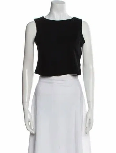 Pre-owned Leset Bateau Neckline Sleeveless Crop Top In Black