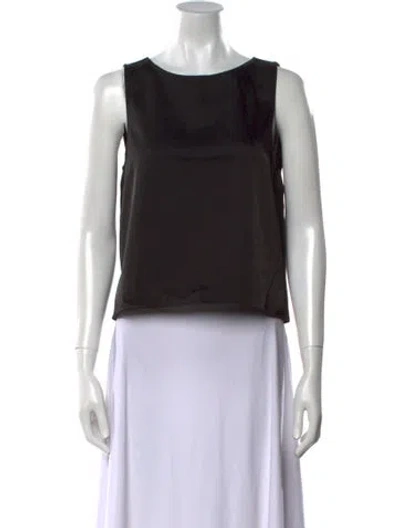 Pre-owned Leset Bateau Neckline Sleeveless Crop Top In Black