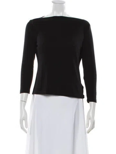 Pre-owned Leset Bateau Neckline Three-quarter Sleeve Top In Black