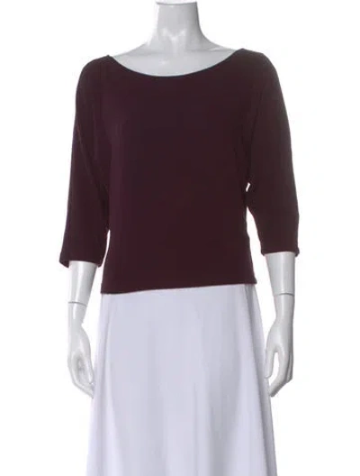 Pre-owned Leset Bateau Neckline Three-quarter Sleeve Top In Burgundy