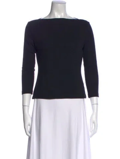 Pre-owned Leset Bateau Neckline Three-quarter Sleeve Top W/ Tags In Black
