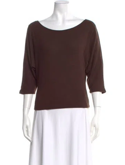 Pre-owned Leset Bateau Neckline Three-quarter Sleeve Top W/ Tags In Brown