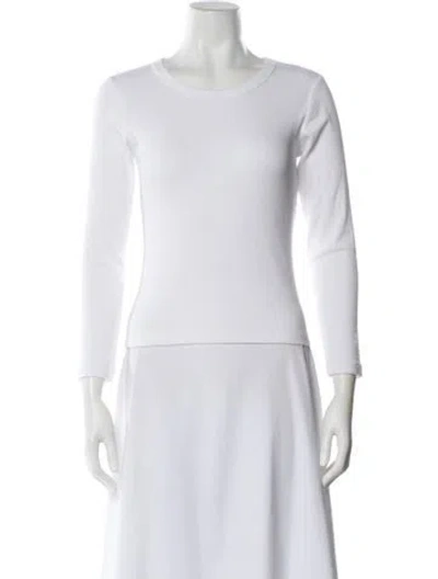 Pre-owned Leset Bateau Neckline Three-quarter Sleeve Top In White